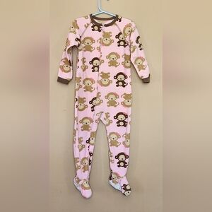 3/$20 Carter's pink one piece pyjamas with monkeys sz 3T